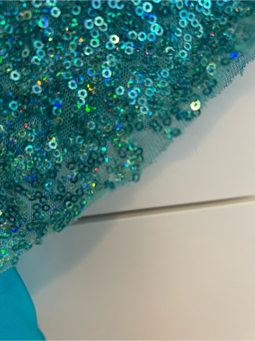 Teal Sequin Dance Costume with Bow - Size ISC - Picture 11 of 14